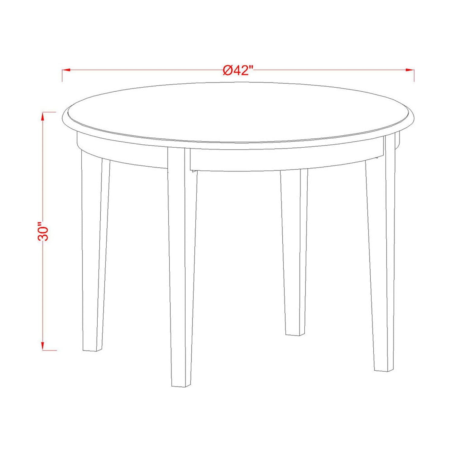 East West Furniture Boston 5 Piece Round Dining Table Set with Capris Faux Leather Seat Chairs