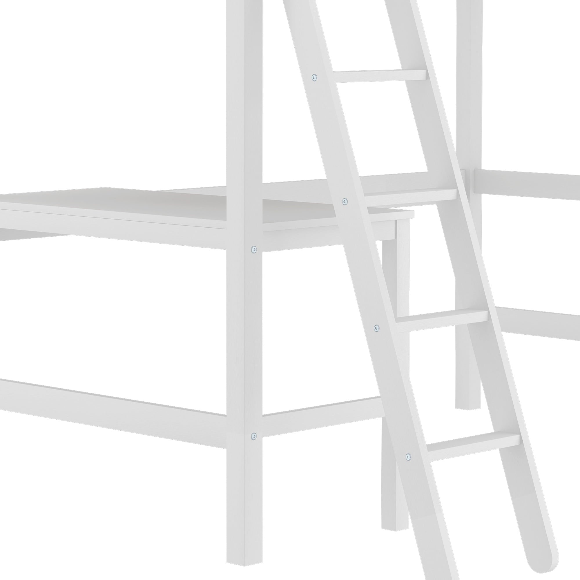 Hillsdale Campbell Wood Twin Loft Bunk Bed with Desk, White