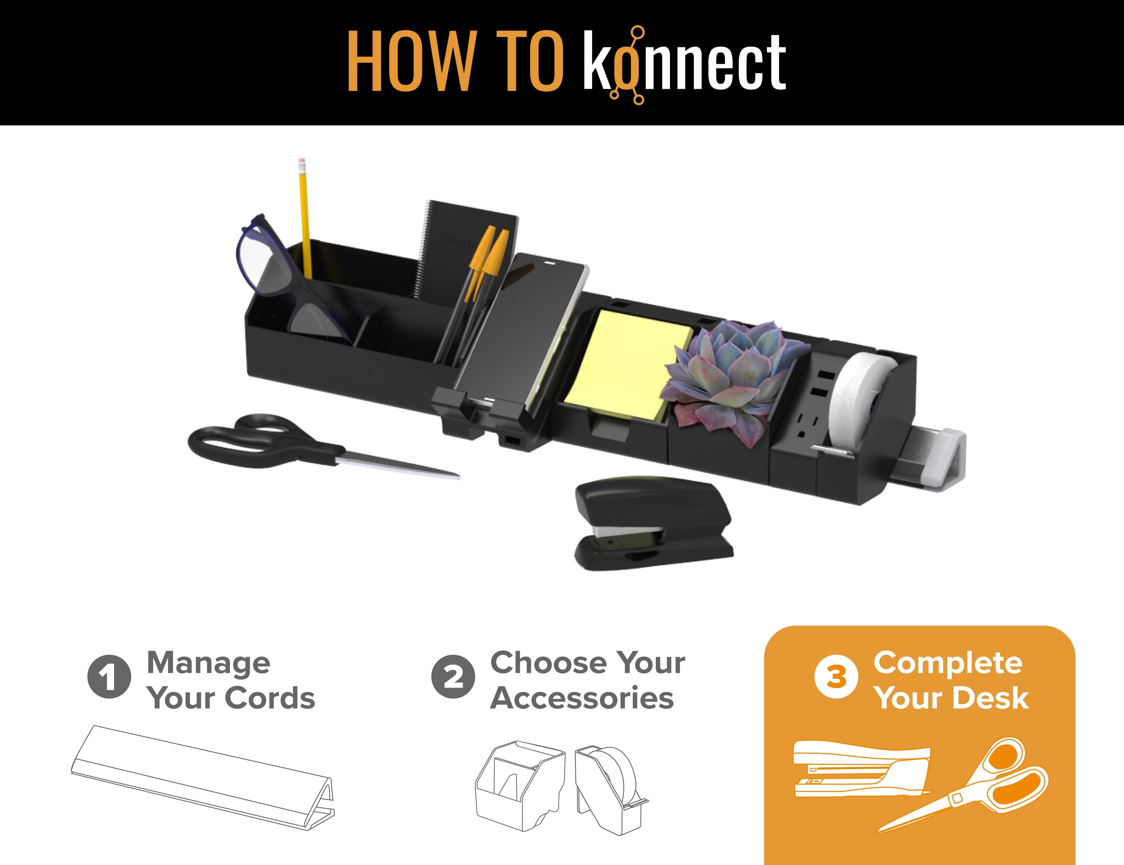 Bostitch Konnect Battery Powered LED Foldable Desk Lamp, Black