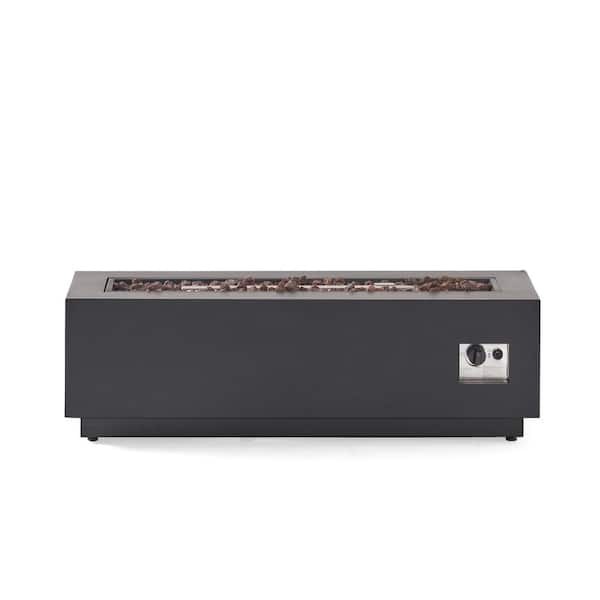 Reign Dark Gray Rectangular Metal Fire Pit (No Tank Holder)