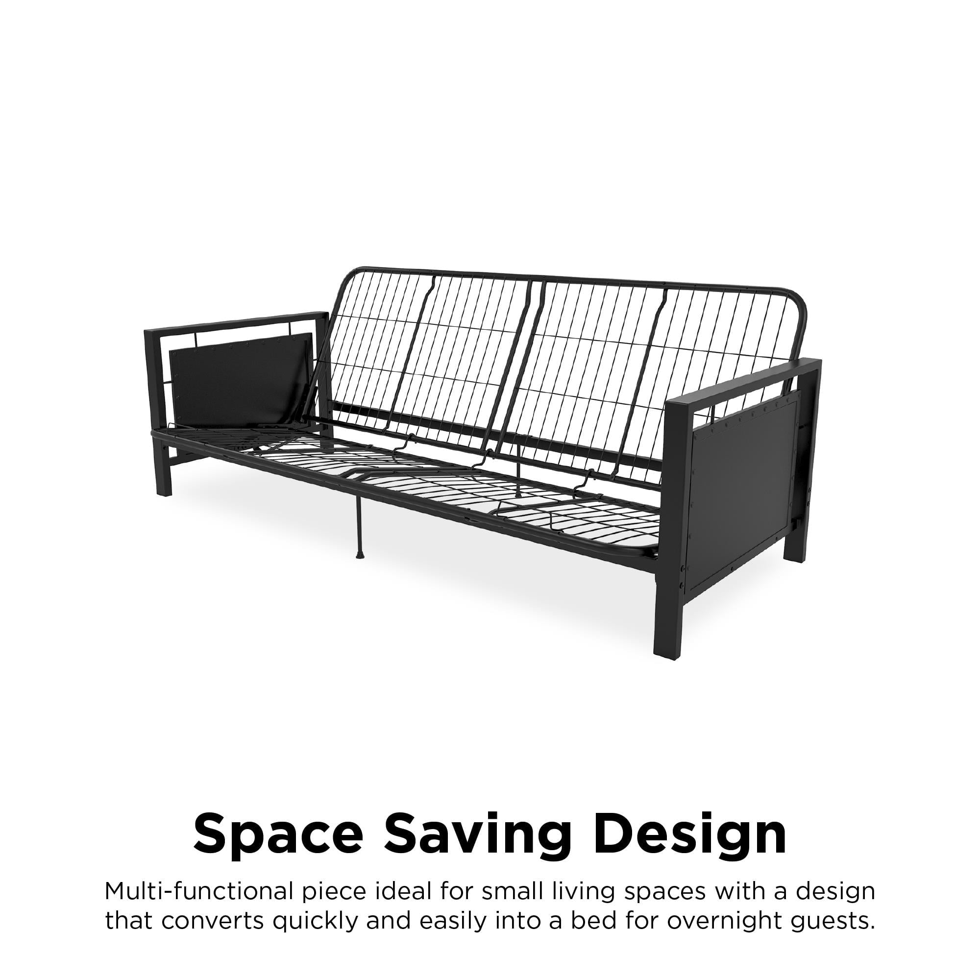 DHP Henley Metal Arm Futon Frame, Black Metal