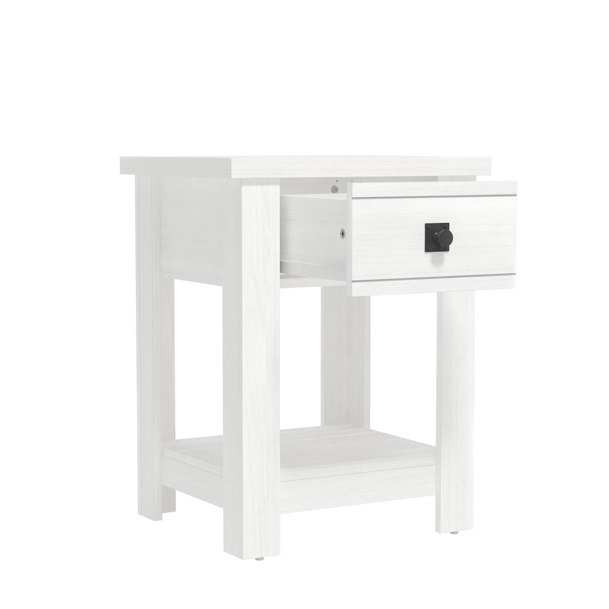 Hillsdale Addison Farmhouse 1 Drawer Nightstand, Set of 2, White
