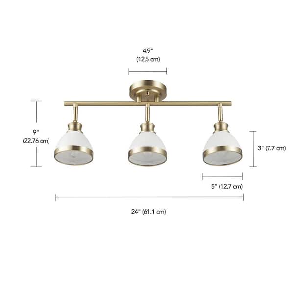 1.8 ft. 3-Light Matte Brass Fixed Track Lighting Kit with Matte White Shades