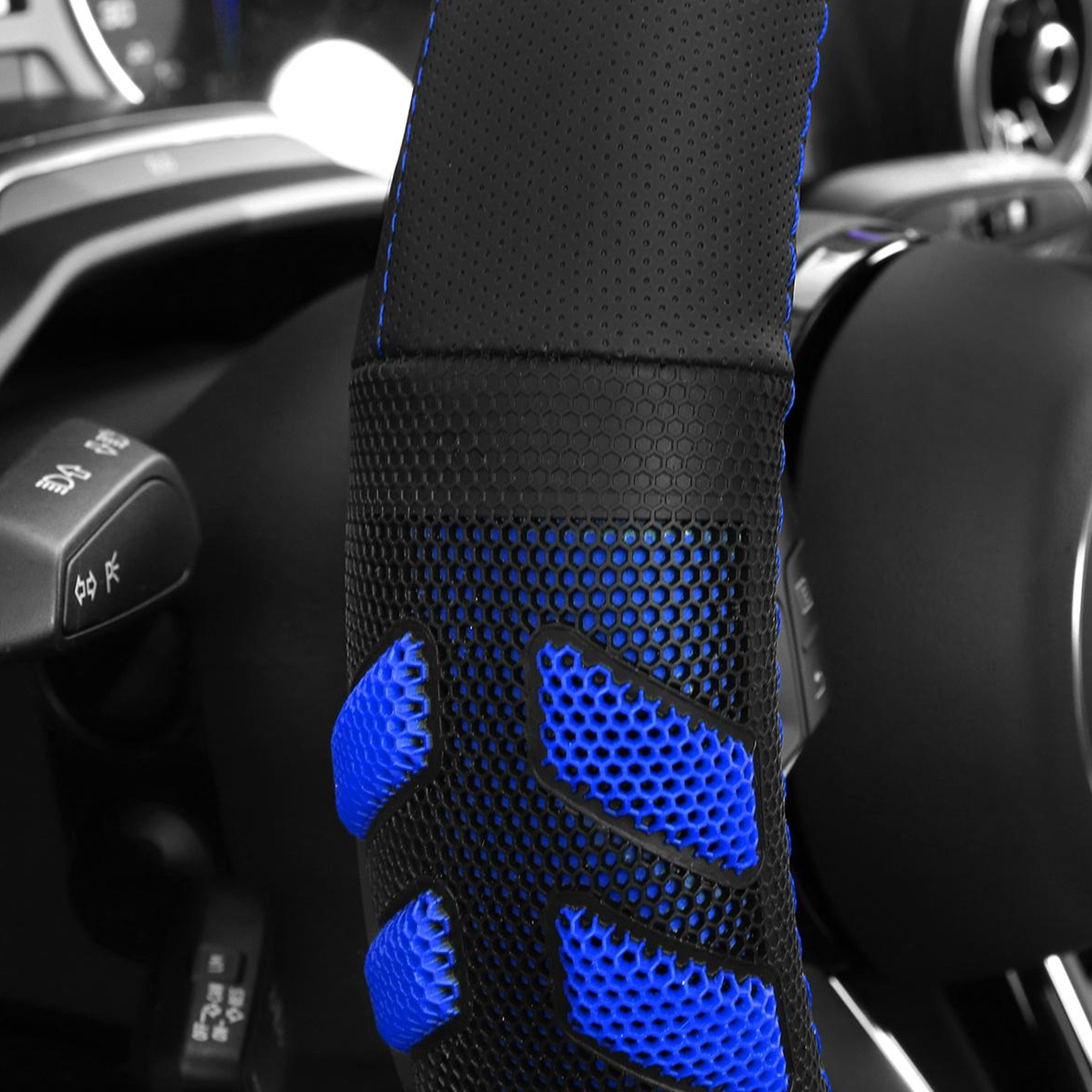Car Steering Wheel Cover Grip Black Blue Auto Universal High Quality 14.5