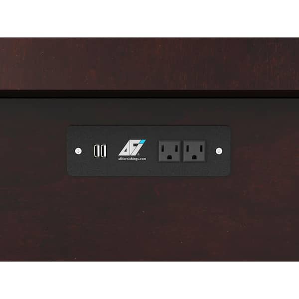 Sydney Espresso Queen Wood Murphy Bed Chest with Mattress, Storage and Built-in Charging