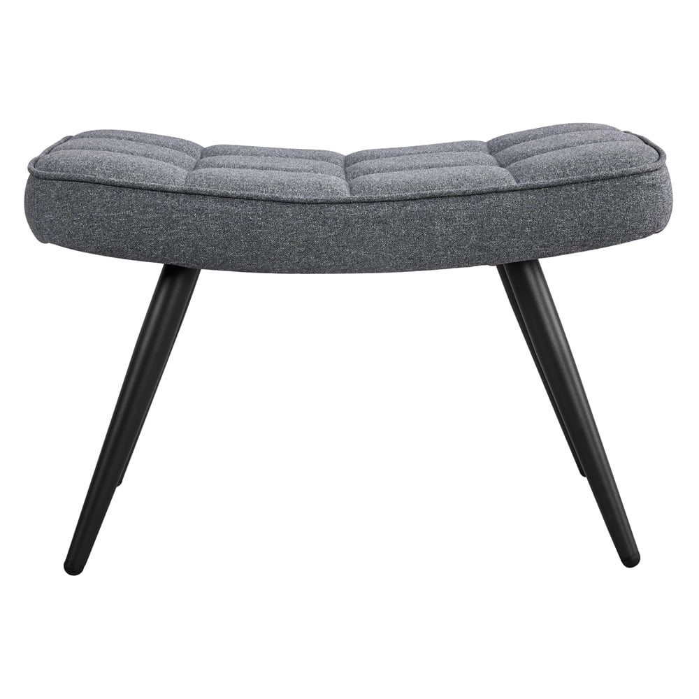 Easyfashion Mid-Century Modern Fabric Wingback Accent Chair with Ottoman, Set of 2, Gray