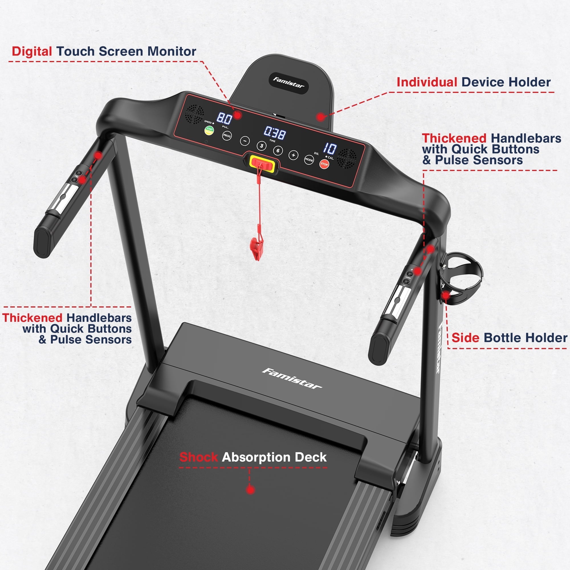 Folding Treadmill Clearance for Home with Adjustable Incline, Smart APP, 8MPH Speed, 250lbs, HiFi Bluetooth Speakers, 15 Programs 3 Modes, 3.0HP Foldable Compact Treadmill Walking Running Machine