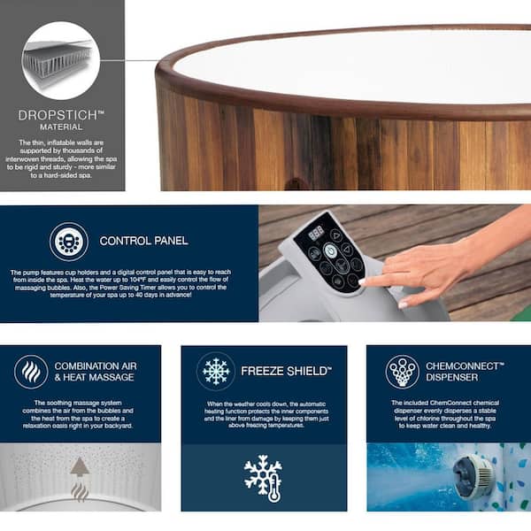 Helsinki SaluSpa 7-Person Inflatable Hot Tub Spa with 180 AirJets, Brown