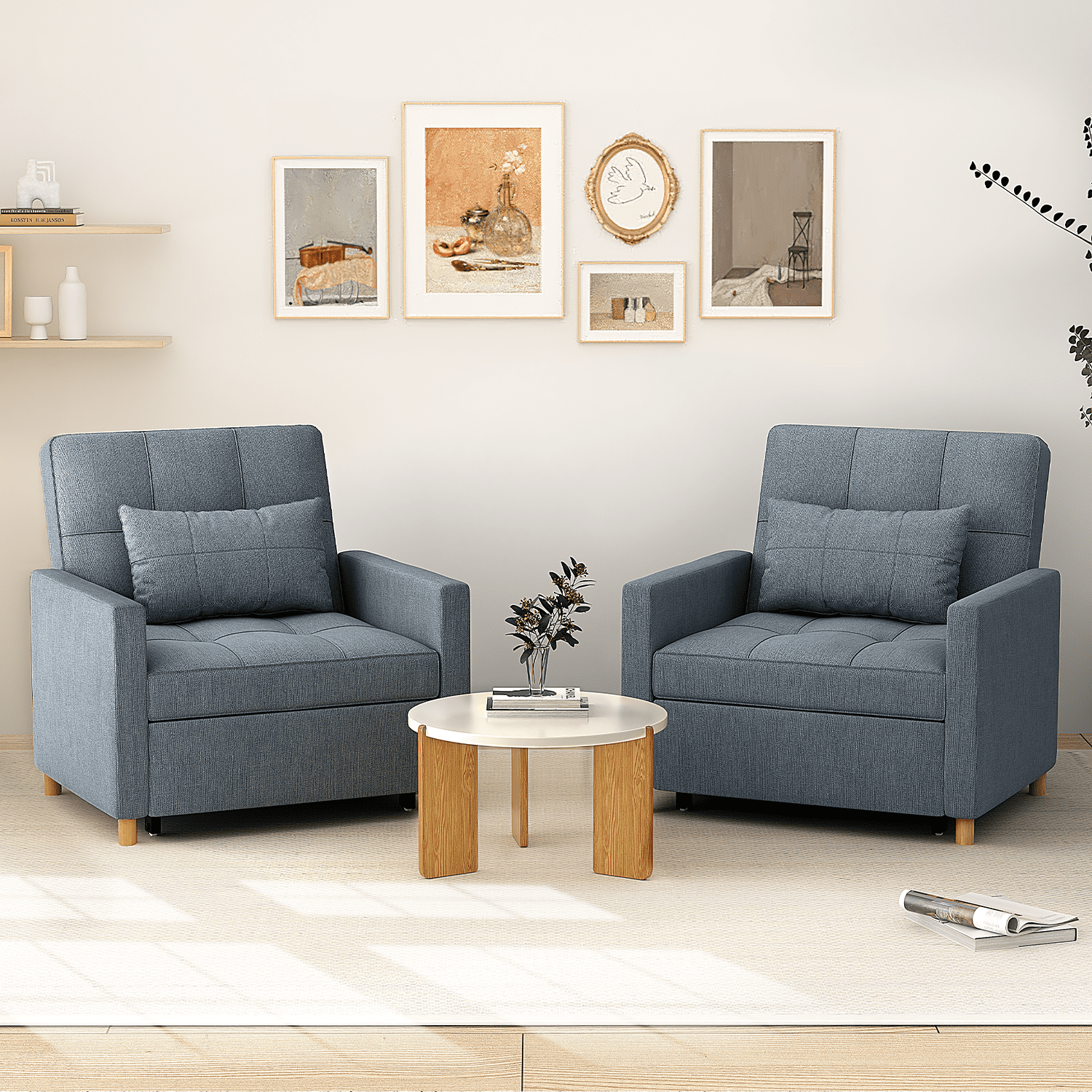 YODOLLA Sleeper Sofa Chair 3 in 1 Sleeper Chairs for Adults Pull Out Chair Bed Sleeper with Extra Pillow and Convertible Backrest Multi-Functional Fold Out Chair Bed for Small Space (Dark Grey)