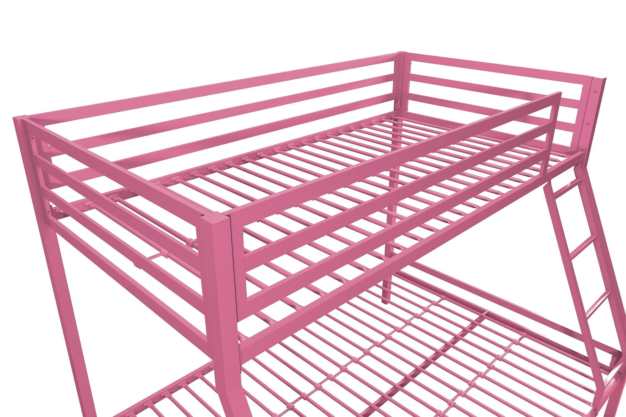 Mainstays Premium Twin over Full Metal Bunk Bed, Pink