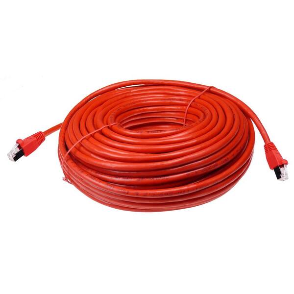 100 ft. Cat6a Snagless Shielded (STP) Network Patch Cable, Red