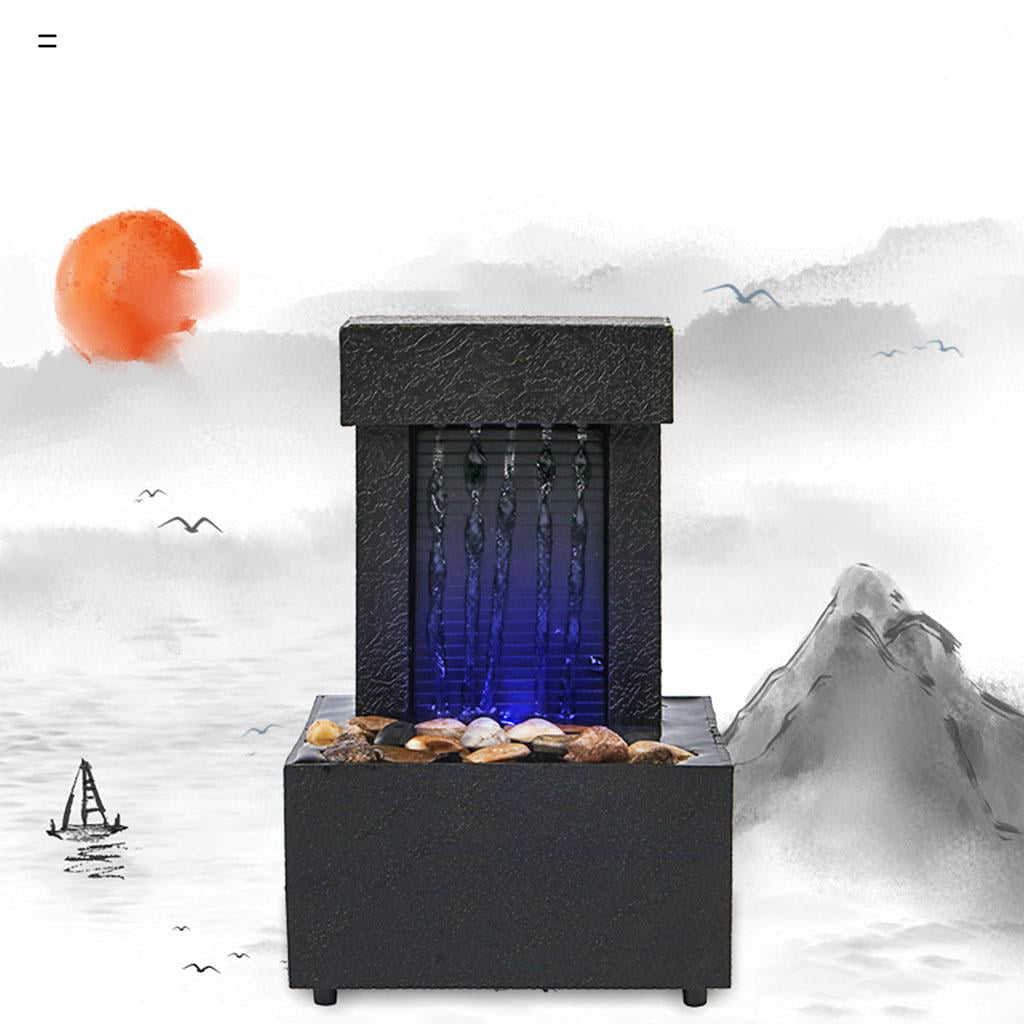 Desktop Waterfall Fountain USB/AA Battery Fengshui Water Fountain for Living Room Indoor Meditation Relaxation