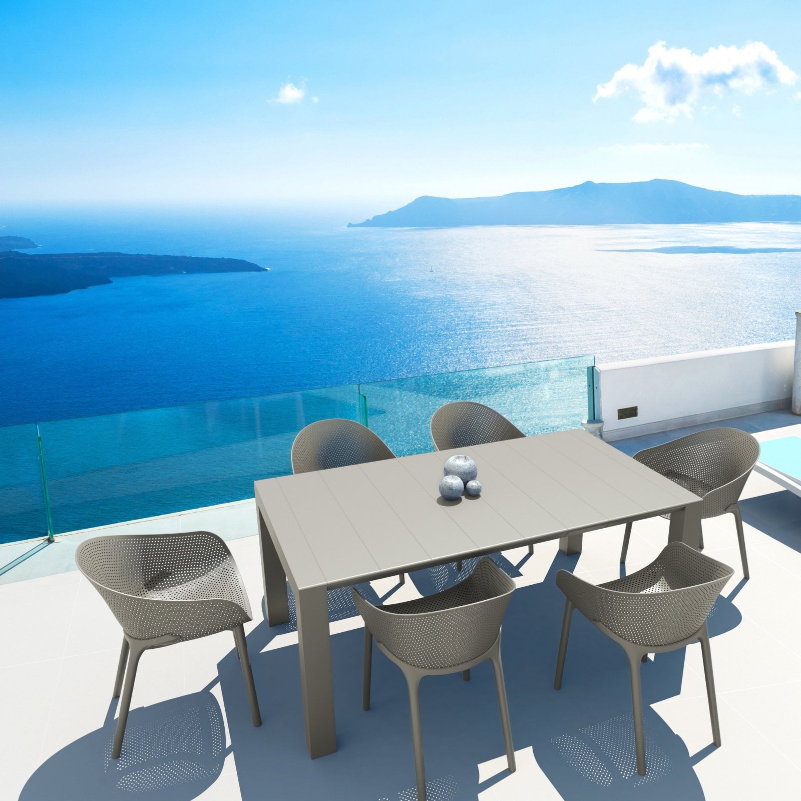 Compamia Vegas 70-86 in. Extendable Polypropylene Patio Dining Table