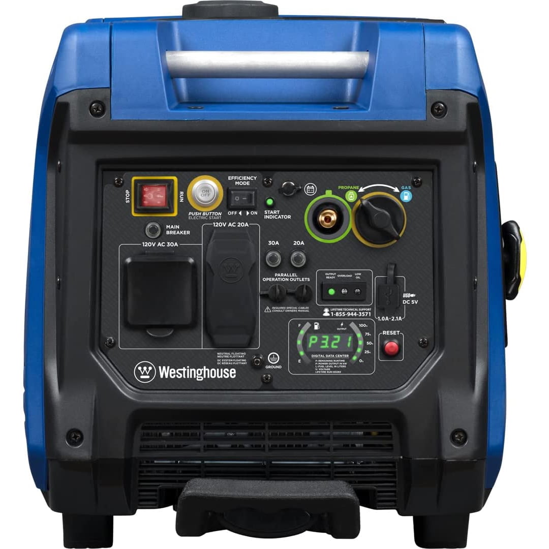 Westinghouse 4500 Peak Watt Electric Start Dual Fuel Portable Inverter Generator with RV Outlet
