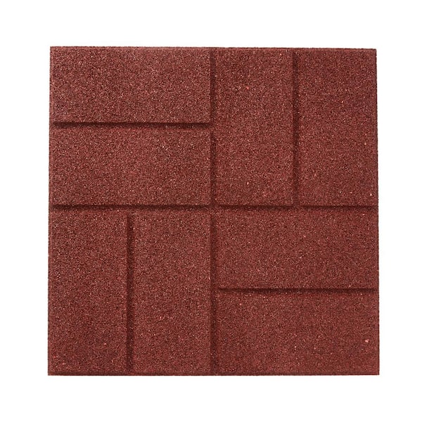 16 in. x 16 in. Red Dual-Sided Rubber Paver (9-Pack)