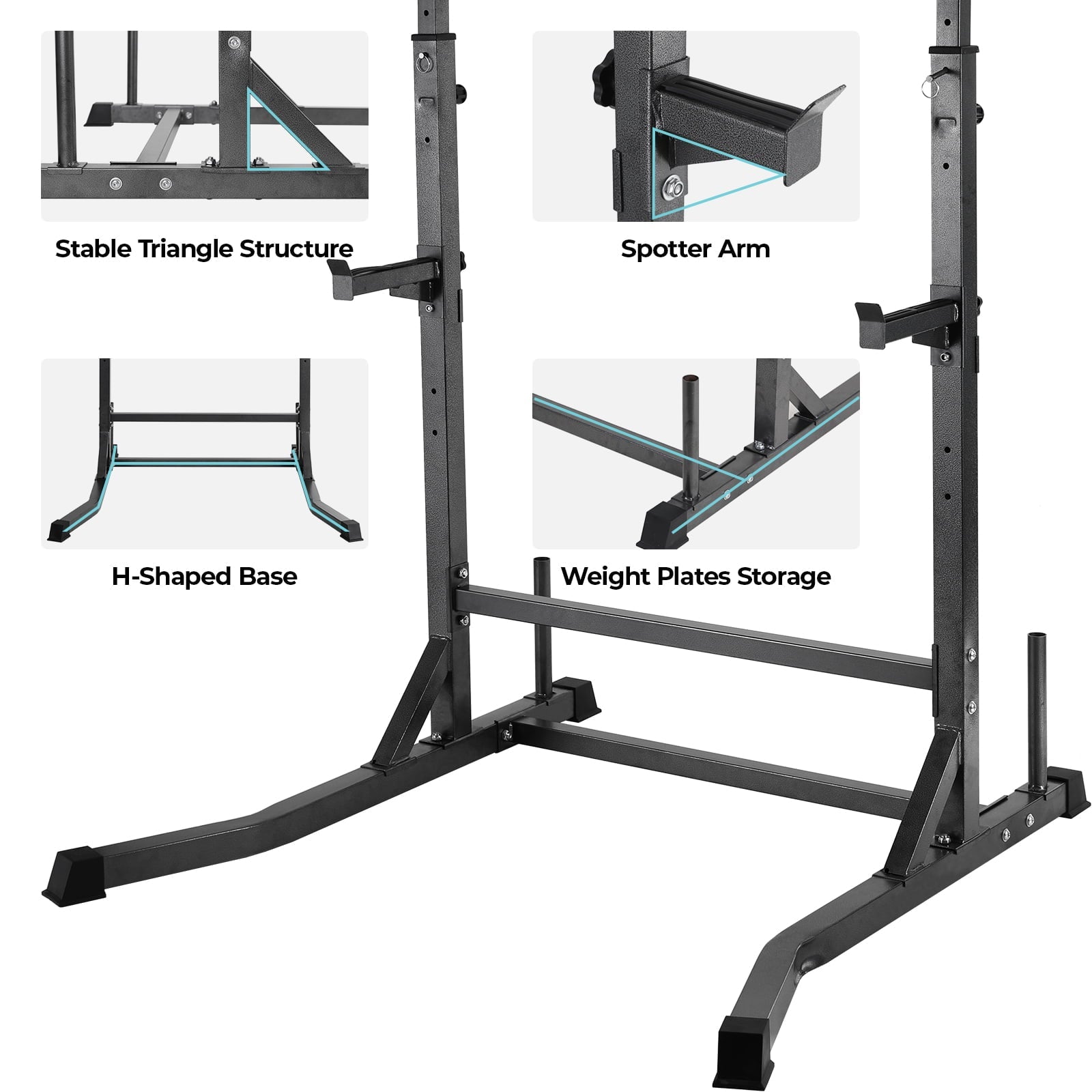 Pirecart Adjustable Squat Rack, Barbell Rack, Weight and Bench Press Rack Stand, 485 lbs