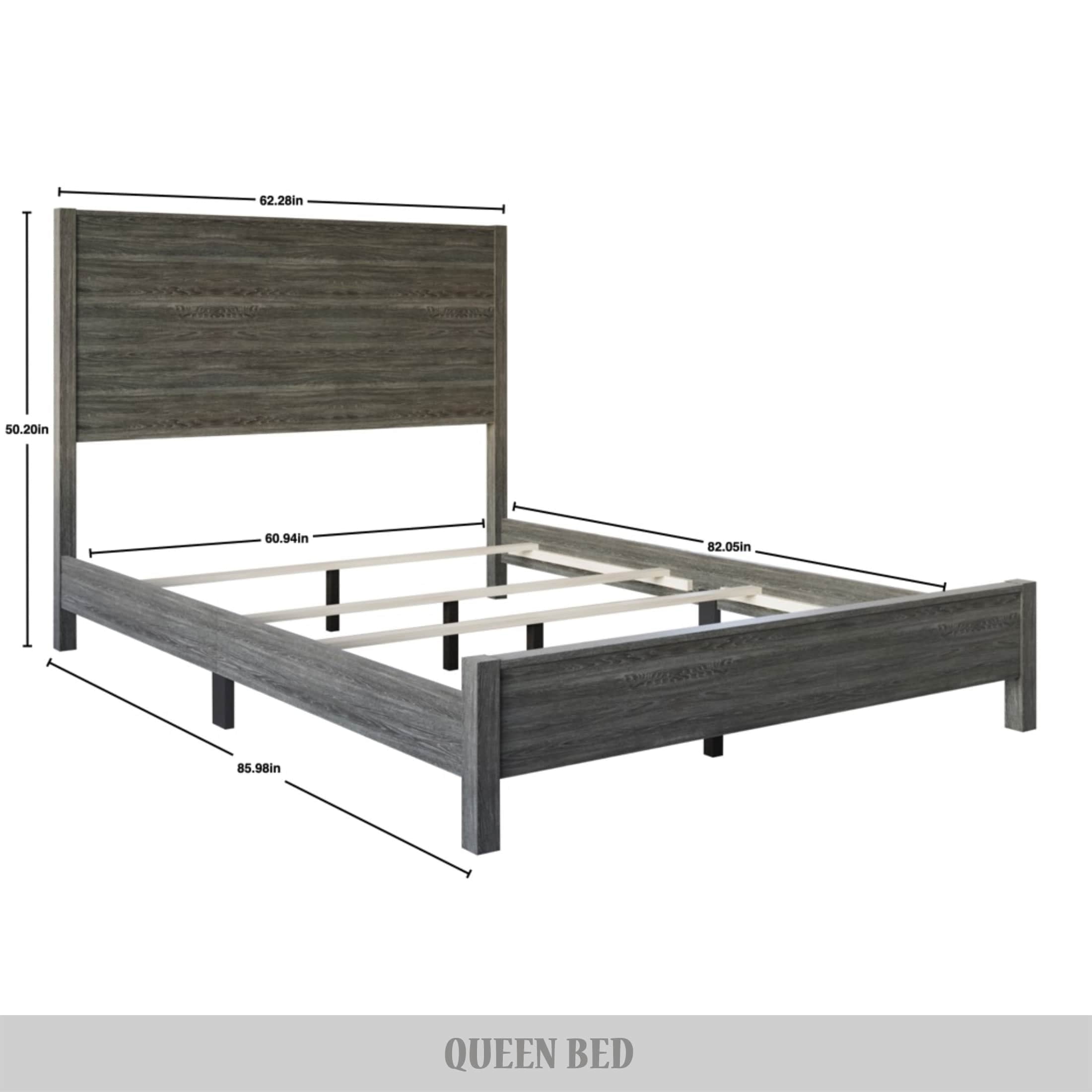 Castle Place Wood Panel Full Bed, Dark Grey