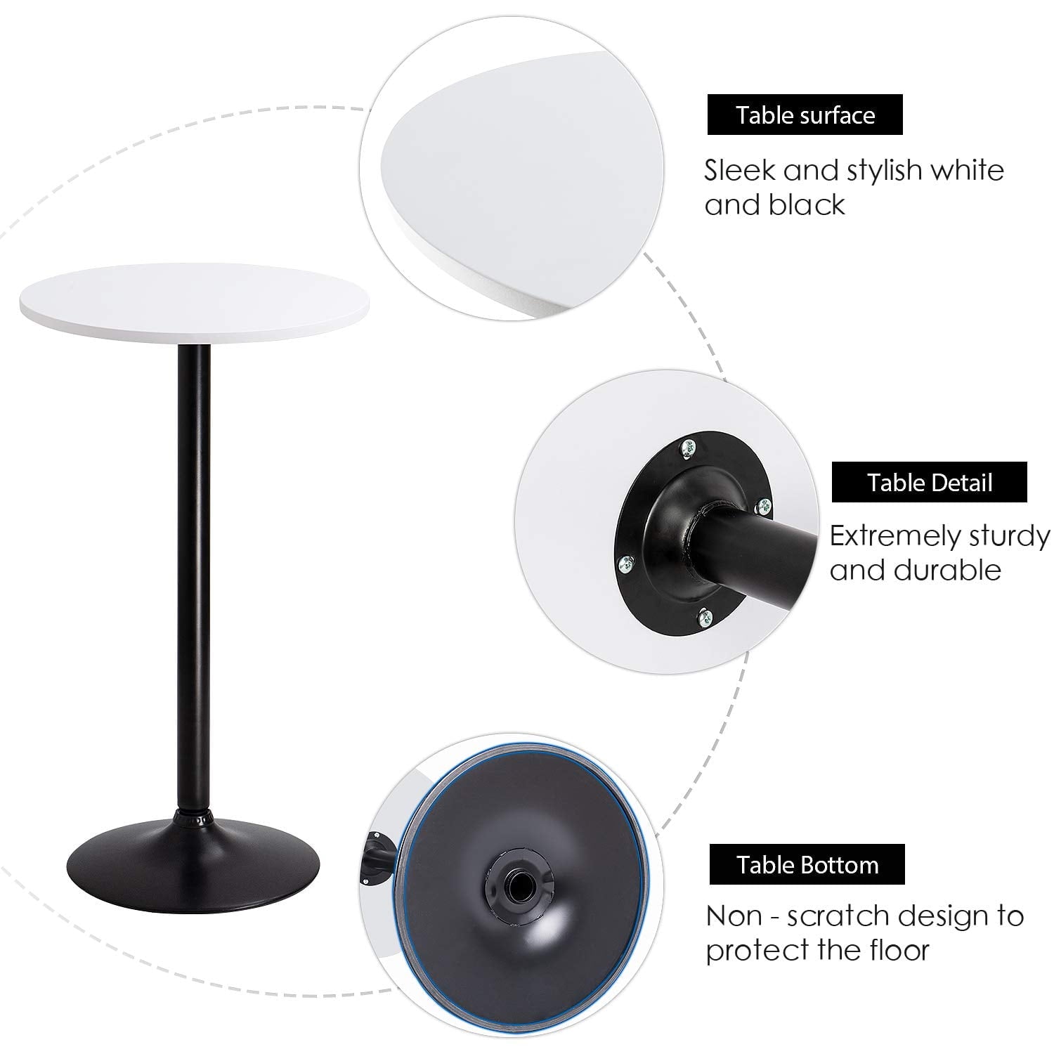 LACOO Round Bistro Pub Table 23.8