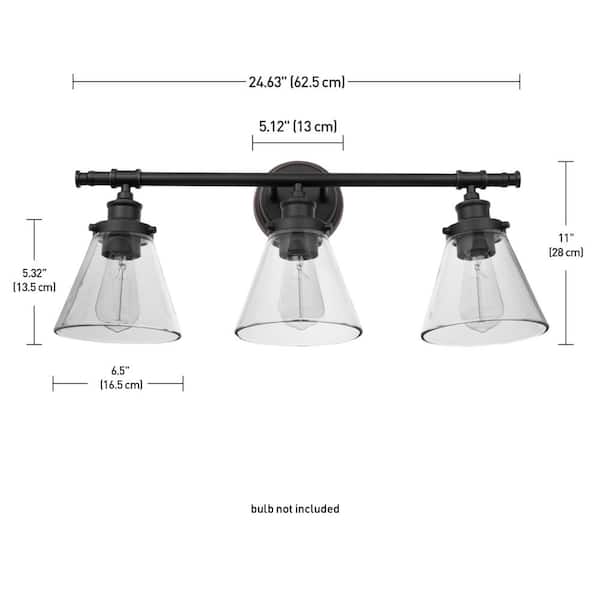 Parker 3-Light Oil Rubbed Bronze Vanity Light with Clear Glass Shades