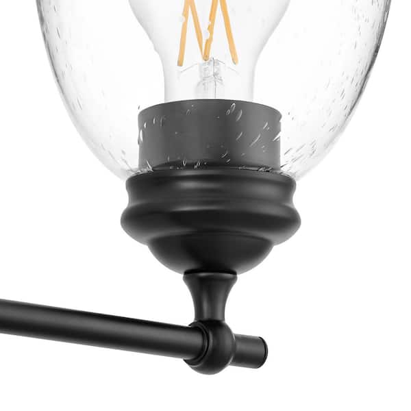 Elsmere 24 in. 3-Light Black Vanity Light, Towel Bar, Towel Ring, Toilet Paper Holder and Towel Hook Bath Set (5-Piece)