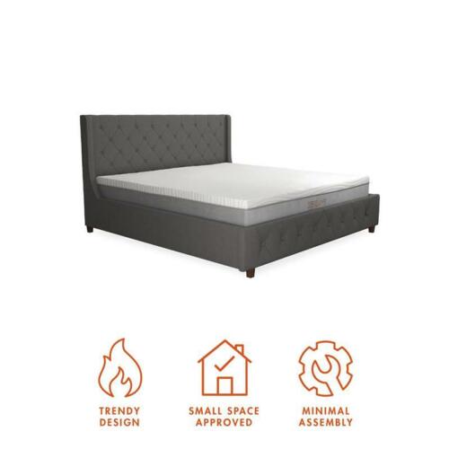 CosmoLiving Mercer Mid-Century Fabric King Upholstered Bed in Gray