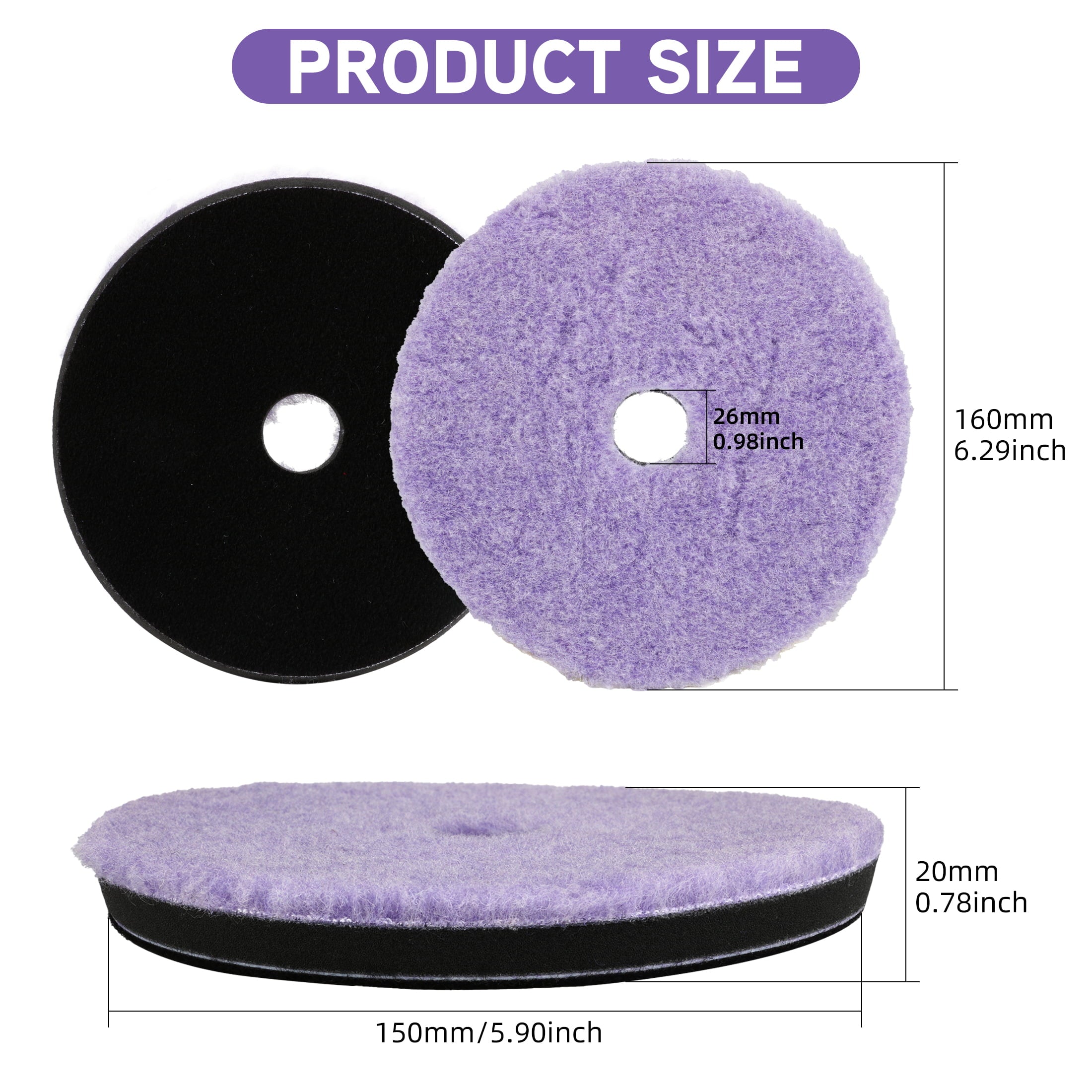 Lake Country Purple Foamed-Wool Buffing and Polishing Pad, 5.25