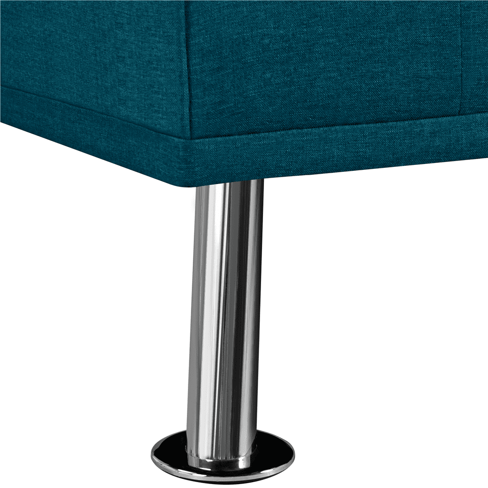 Easyfashion Convertible Futon Sofa Bed W/ Chrome Metal Legs & 2 Cup Holders, Aqua Blue