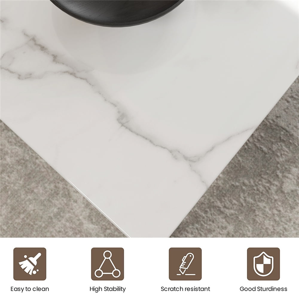 5 Piece Dining Room Table Set, Modern Dining Table Sets with Gray Velvet Upholstered Chairs for 4, Faux Marble Pattern Rectangle Kitchen Table Set for Bar Living RoomBreakfast NookSmall Space, L802