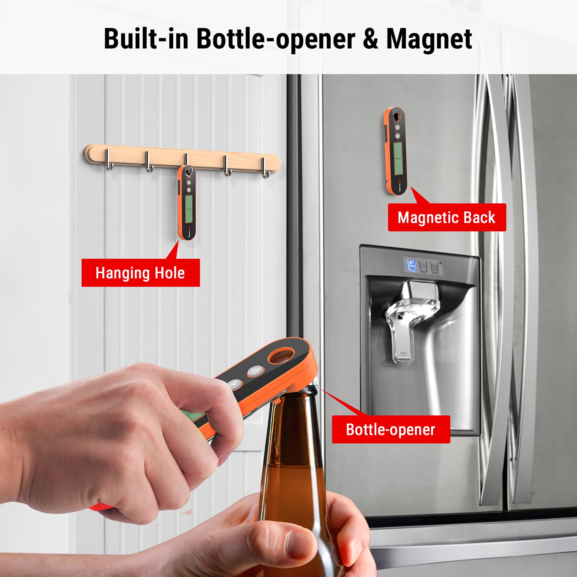 ThermoPro TP610W Programmable Dual Probe Meat Thermometer with Alarm, Rechargeable Instant Read Food Thermometer, Rotating LCD Screen, Waterproof Cooking Thermometer for Grilling, Smoker, BBQ, Oven