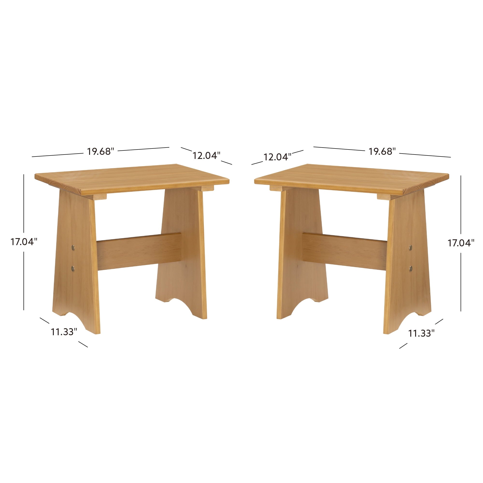 Linon Kasey Backless Dining Bench, Set of 2, Honey