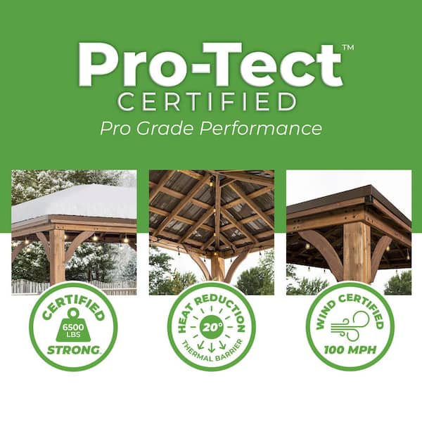 Barrington 14 ft. x 12 ft. Light Brown Wooden Gazebo with Hip Roof