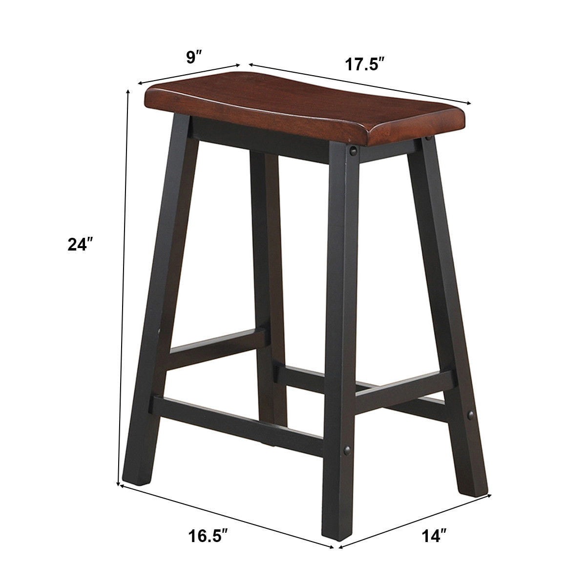 Gymax Set of 2 Bar Stools 24''H Saddle Seat Pub Chair Home Kitchen Dining Room Brown