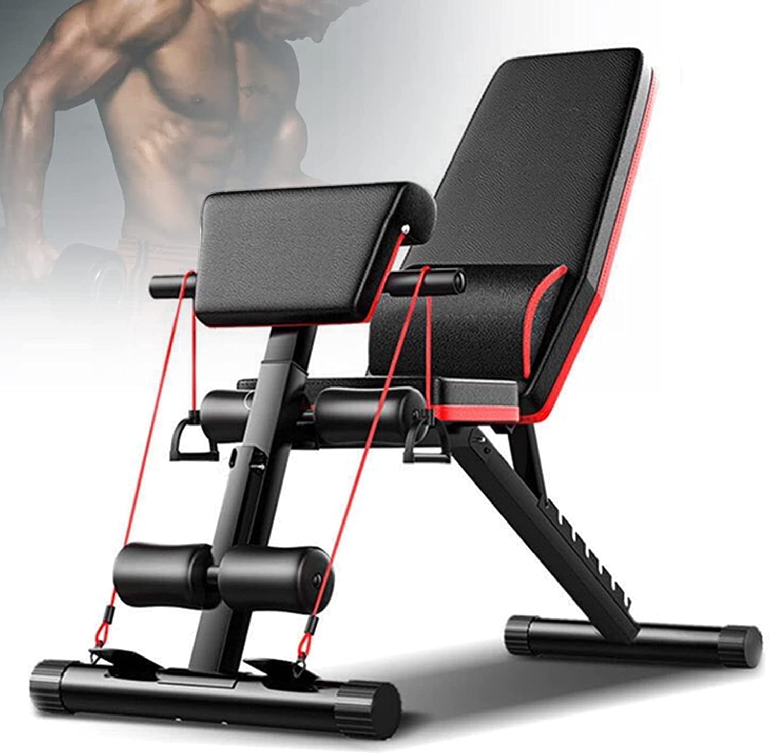 Miumaeov Adjustable Weight Bench for Full Body Workout, Versatile Utility Weight Bench with Adjustable Backrest Foldable Flat Bench Press for Home Gym