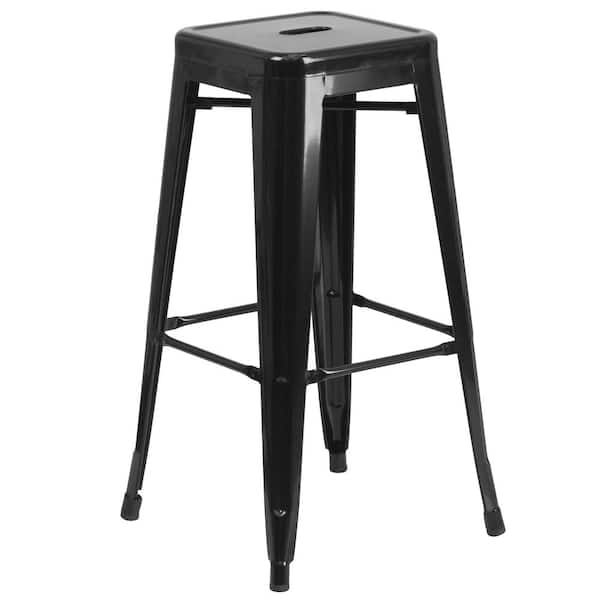 30 in. Black Metal Bar Stool