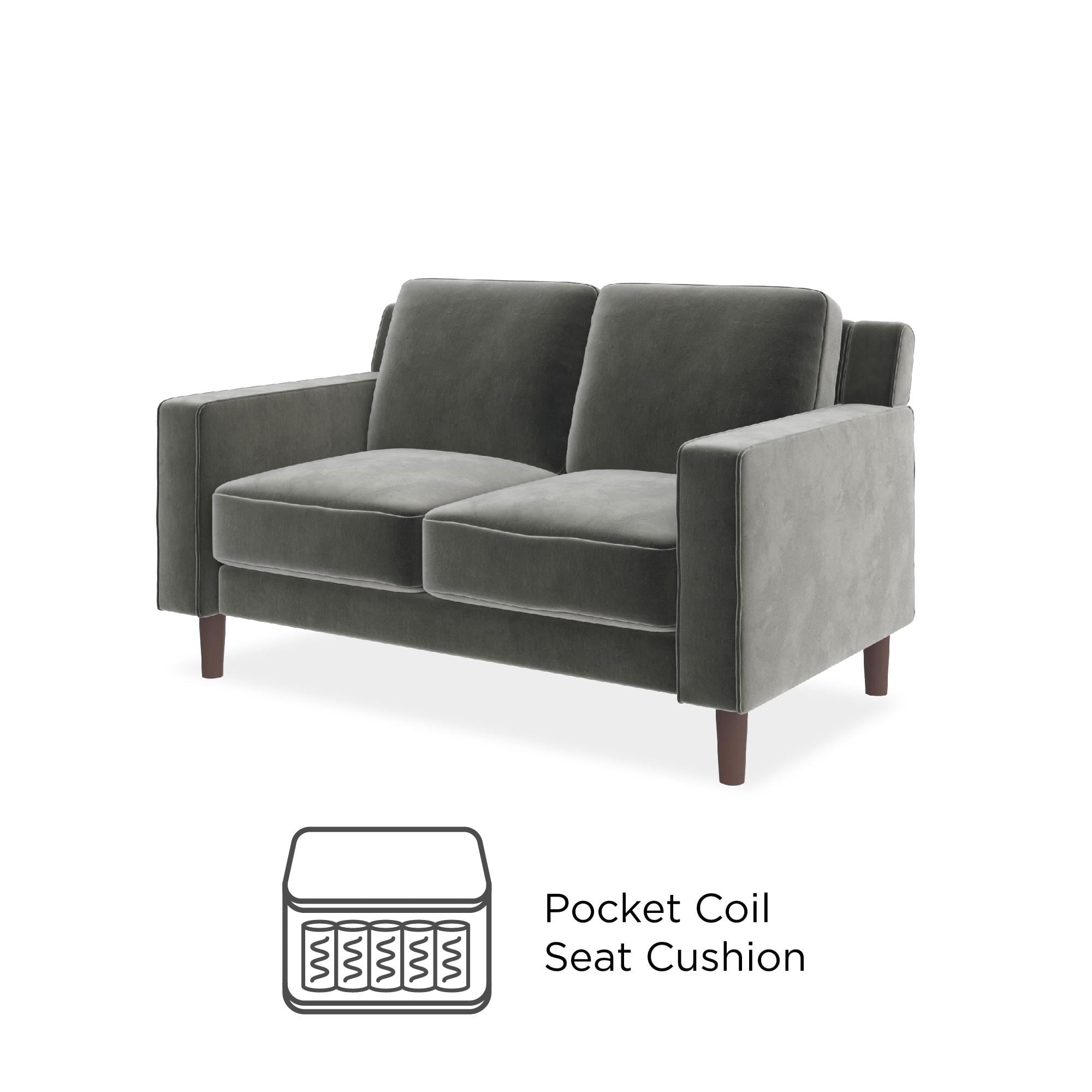 DHP Bryanna Loveseat 2 Seater Sofa , Gray Velvet