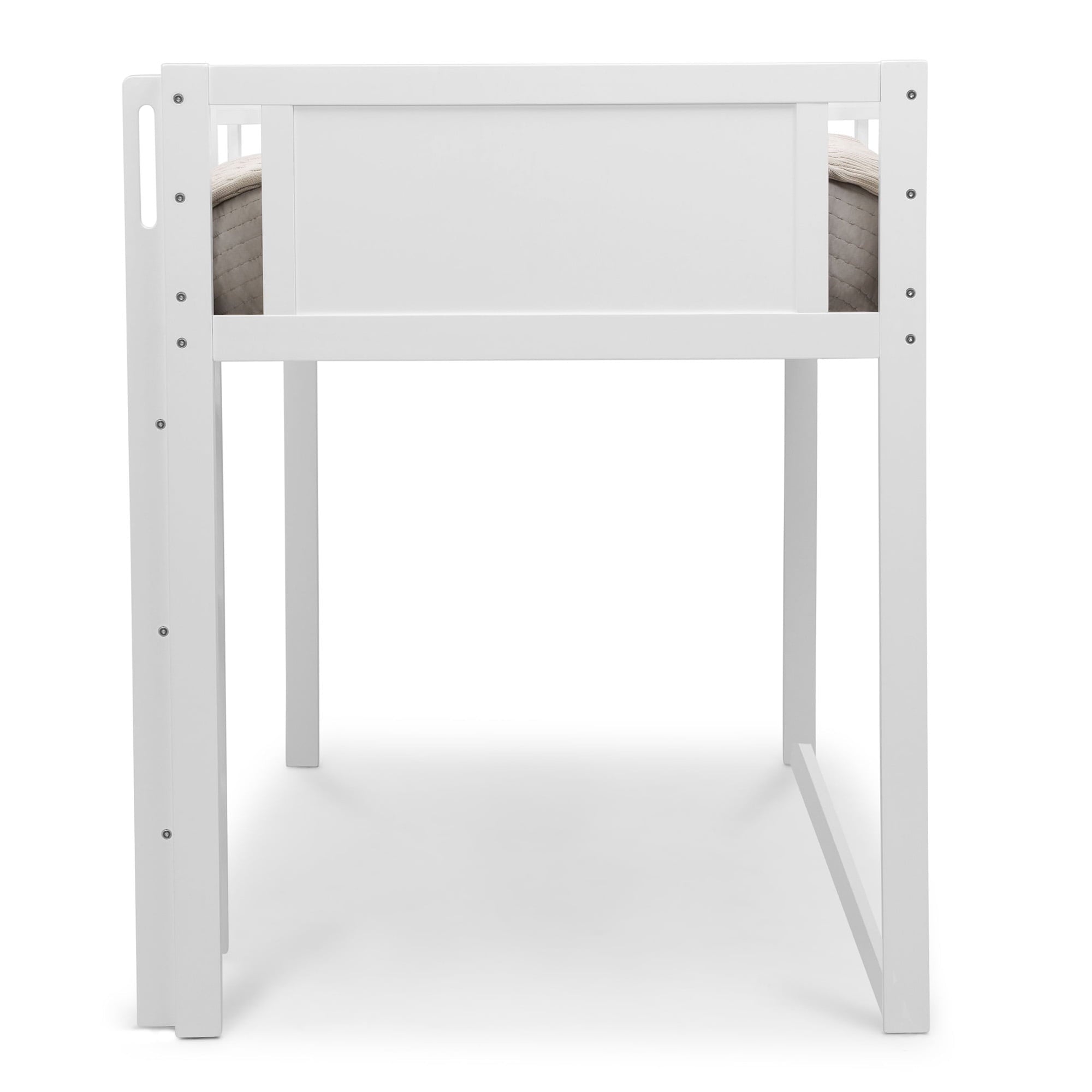Delta Children Twin Loft Bed with Guardrail and Ladder, White