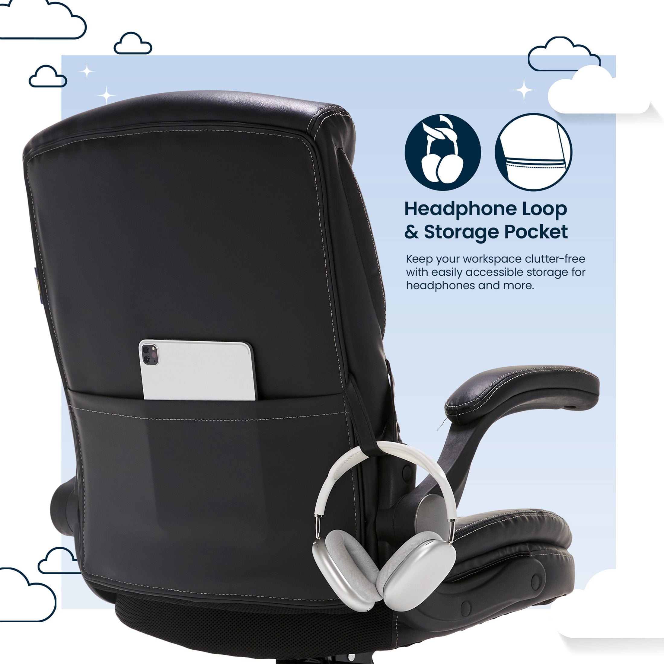 Serta Air Lumbar Bonded Leather Manager Office Chair, Black