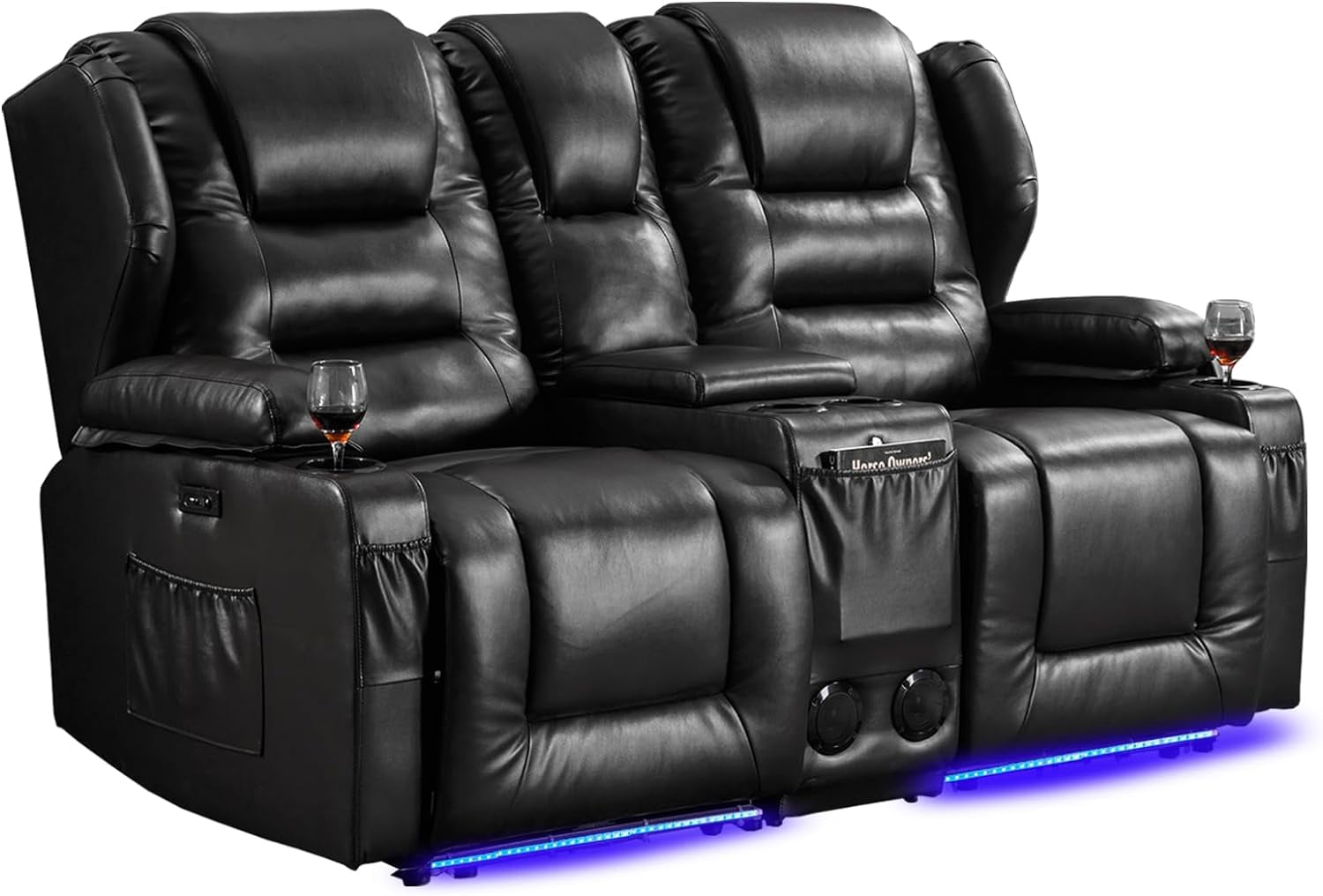 IPKIG Electric Home Theater Seating- Power Recline Chair Loveseat RV Sofa with Console, 67