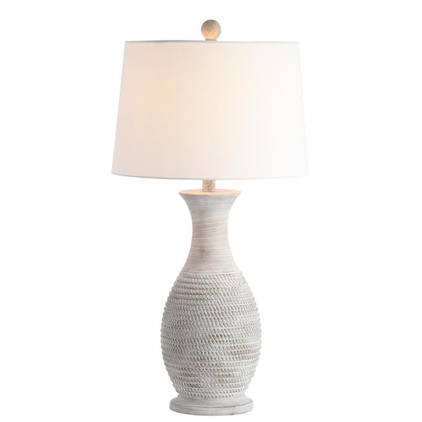 Bentlee 30 in. Grey Textured Hue Table Lamp with White Shade (Set of 2)