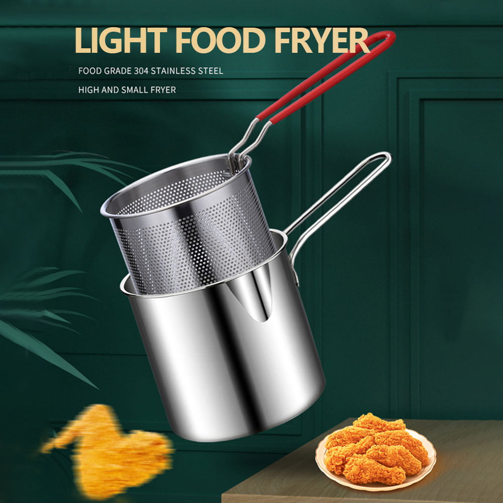 KKMOL Stainless Steel Deep Fryer Pot with Basket Fryer Pan Kitchen Frying Cooking Tool