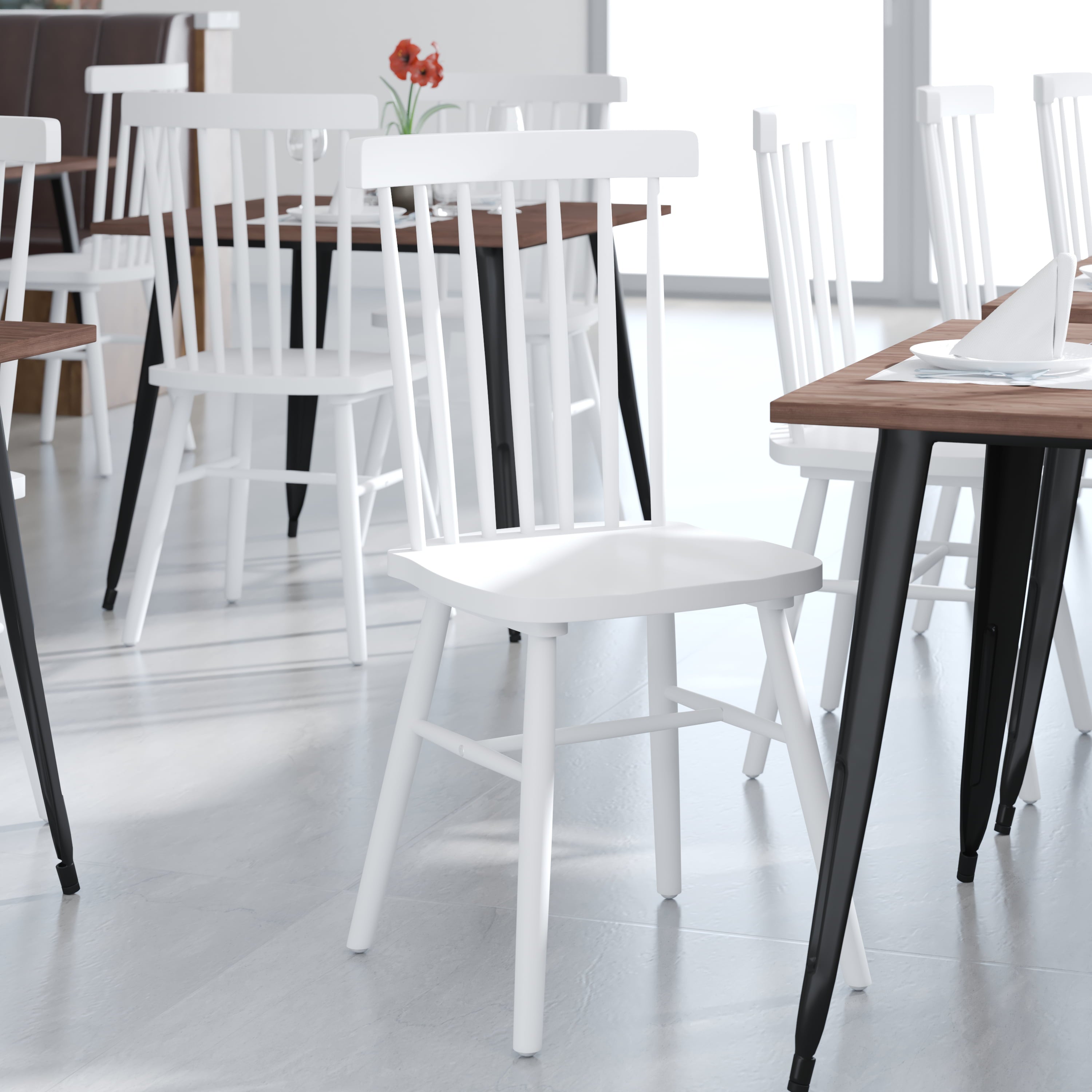 Flash Furniture Ingrid Wood Restaurant Chair, White
