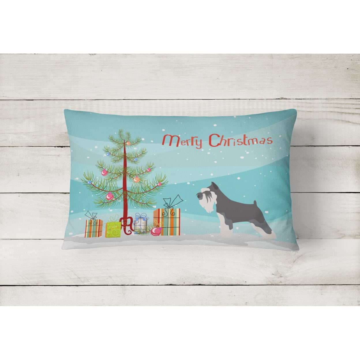 Carolines Treasures BB8460PW1216 Miniature Schnauzer Christmas Canvas Fabric Decorative Pillow, 12H x16W, multicolor