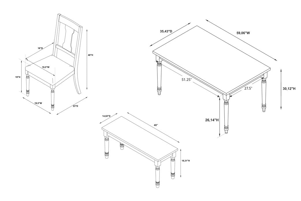 Willow Farmhouse 6-Piece Dining Set, Burnished Smoke and Distressed Teal Blue