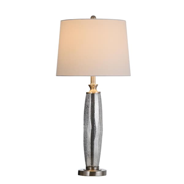 Northbay 32 in. Mercury Glass Table Lamp with White Hardback Fabric Shade