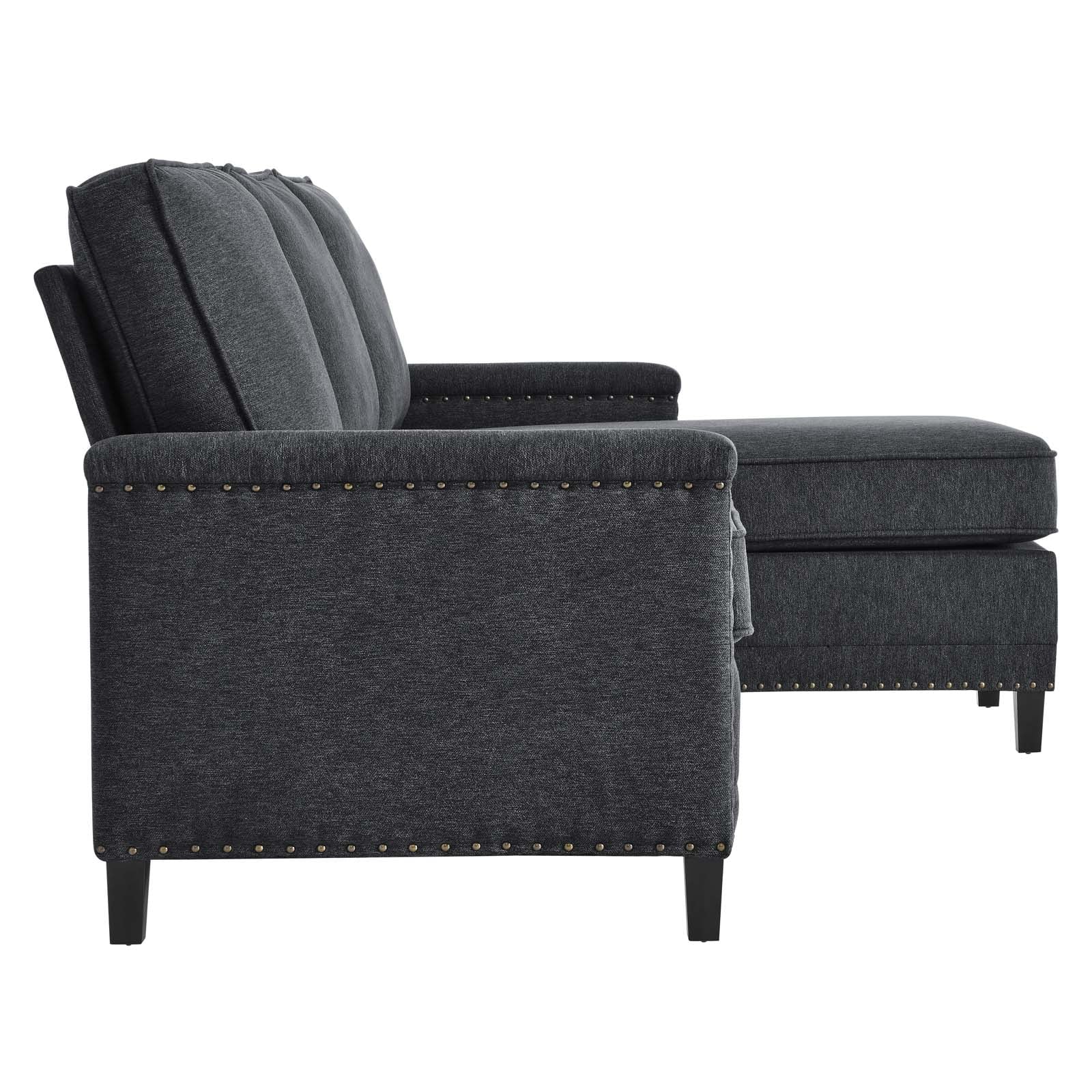Modway Ashton Upholstered Fabric Sectional Sofa in Charcoal