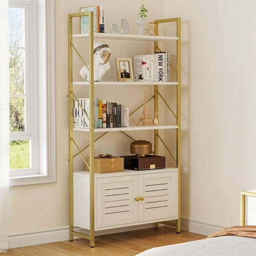 5 Tier Bookshelf and Bookcase Freestanding Bookcase Display with Storage Cabinet