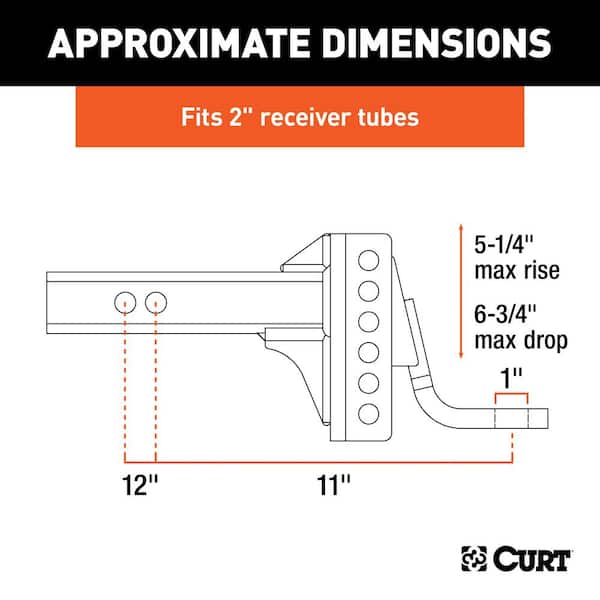 6,000 lbs. 6-3/4 in. Drop Adjustable Trailer Hitch Channel Mount with 1 in. Ball Hole (2 in. Shank)