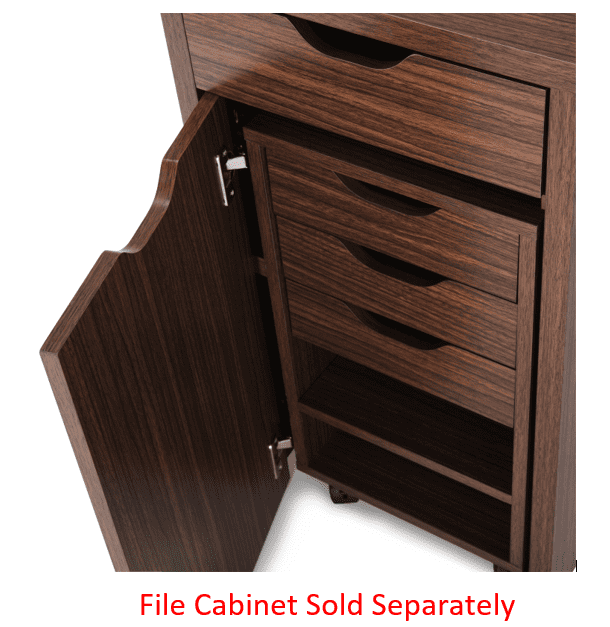 Mainstays Perkins Desk with Metal Frame, Cocoa (File Cabinet Sold Separately)