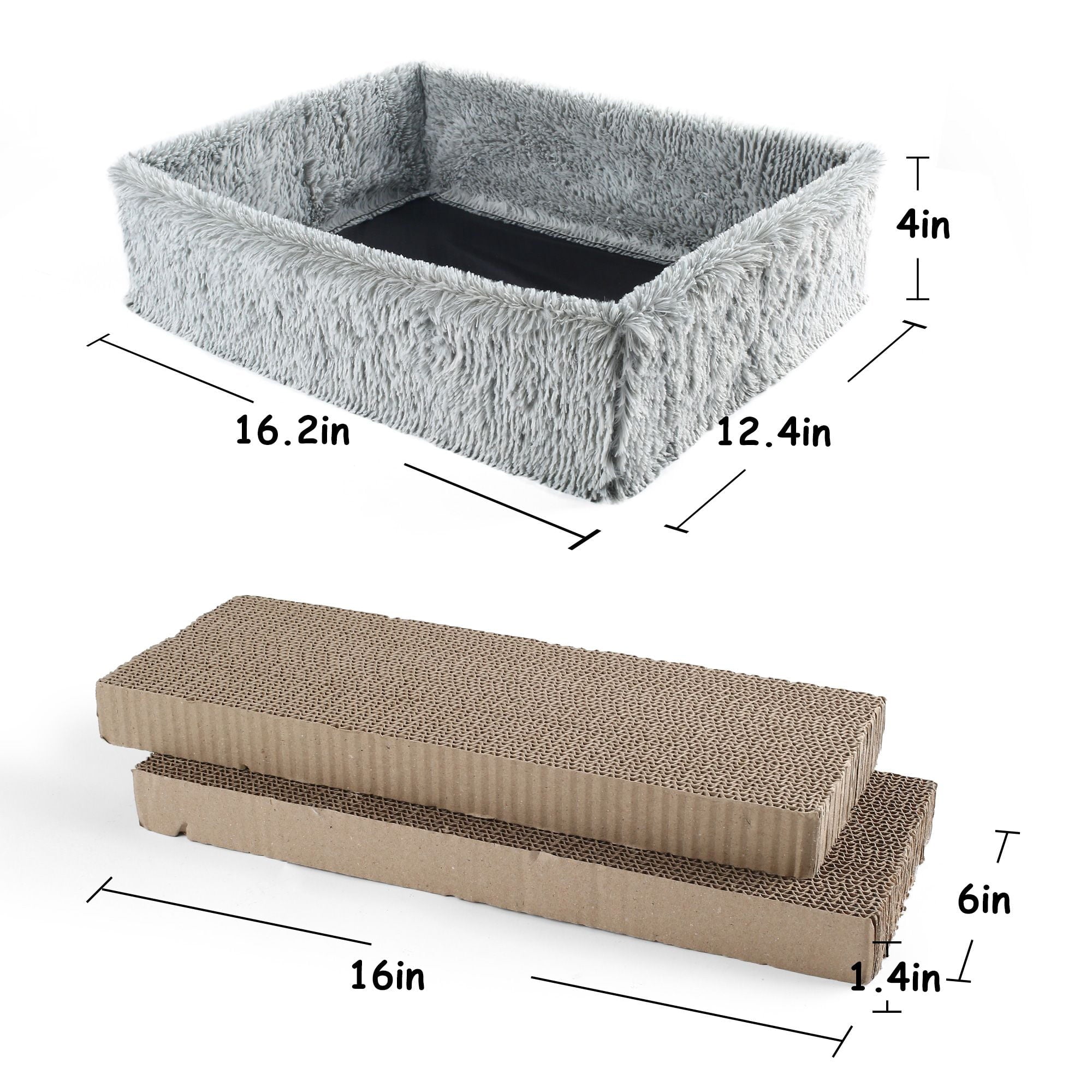 PrimePets  2 in 1 Cat Scratcher Lounge with Removable Cat Scratch Cardboard, Gray