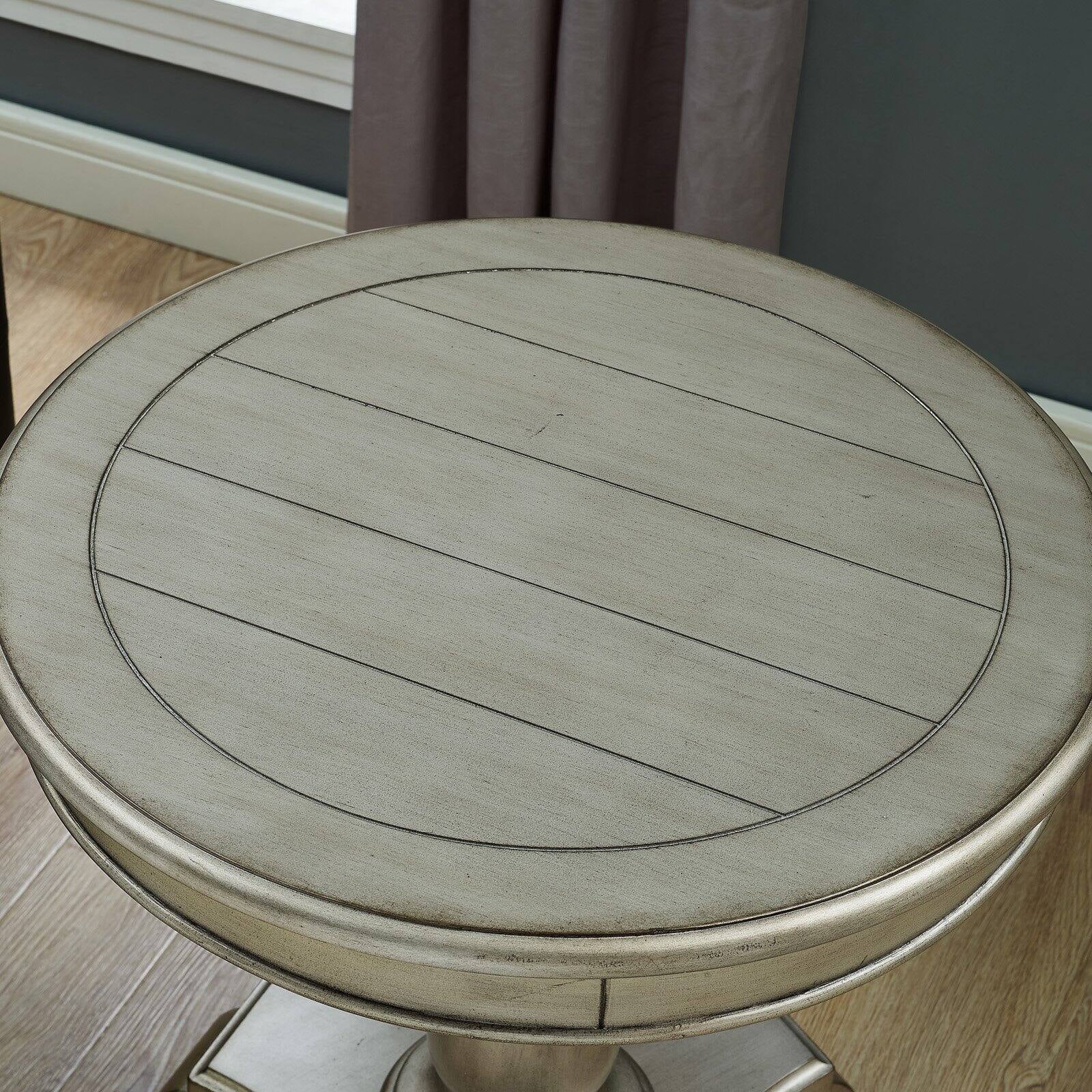 Roundhill Furniture Rene Round Wood Pedestal Side Table, White